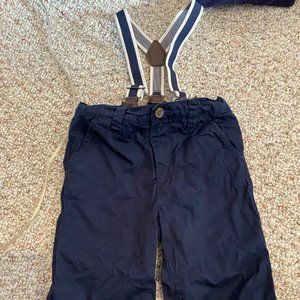 Navy blue Boys Pants with built-in suspenders